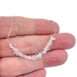 Deb Guyot Herkimer Quartz Crystal Bar Necklace | Sterling Silver 925 | 16"-18"